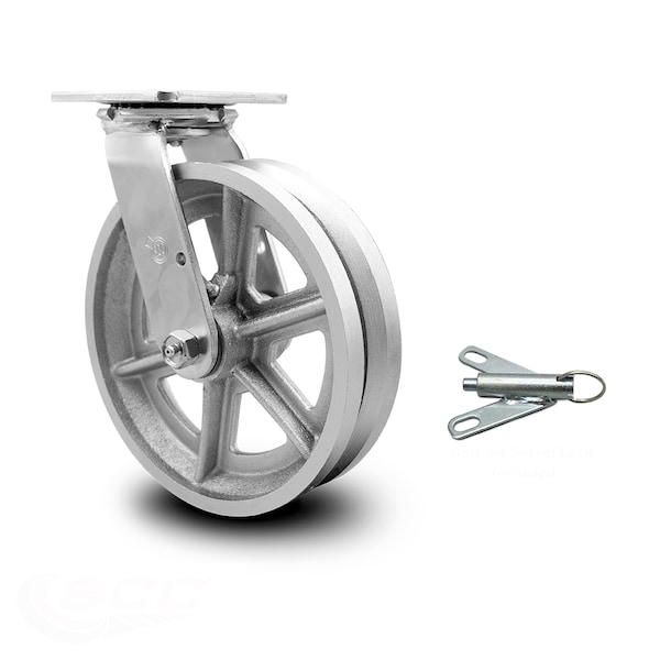 8 Inch V Groove Semi Steel Swivel Caster with Ball Bearing and Swivel Lock SCC